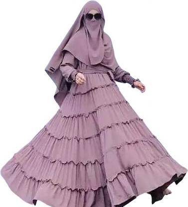 Dubai Collection Cotton Blend Self Design Burqa With Hijab