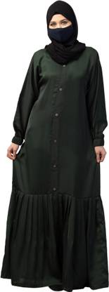 Bashariya Silk Blend Self Design Abaya With Hijab