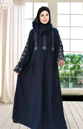 Buraque Designer Black Abaya With Multi Stone Work Fabric firdous Dupatta+Hijab अबया हिज़ाब के साथ