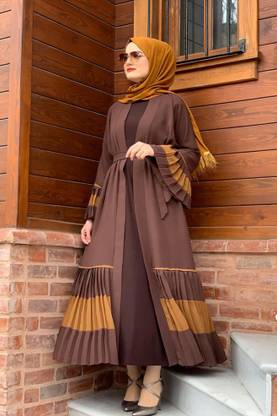 black rose Nida Matte Solid Burqa With Hijab