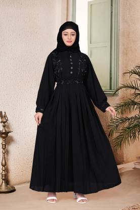AMBAJI FASHION Crepe Solid Burqa With Hijab