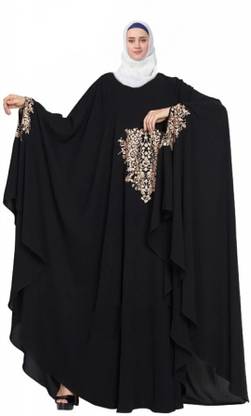 Bhumi fab Crepe Solid Abaya With Hijab