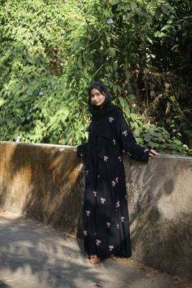 Dreamzone- Polyester Self Design Burqa With Hijab