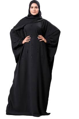 Khadija Fashion Polycotton Self Design Abaya With Hijab