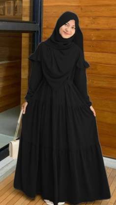 Veilara Nida Matte Self Design Burqa With Hijab
