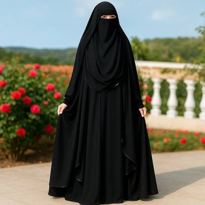 lelo enterprisse Cotton Blend Solid Abaya With Hijab