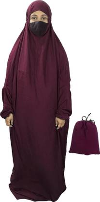 Rayford Crepe Solid Burqa With Hijab