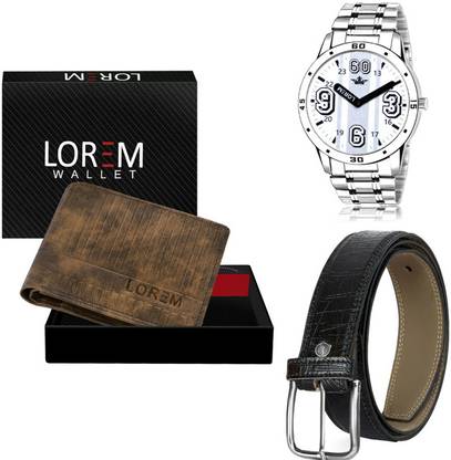 LOREM Belt, Wallet & Watch Combo