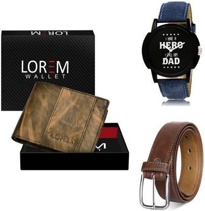 LOREM Belt, Wallet & Watch Combo