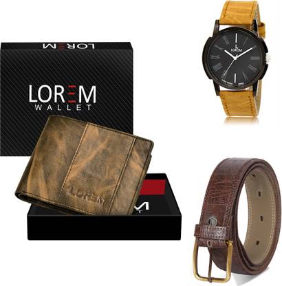 LOREM Belt, Wallet & Watch Combo