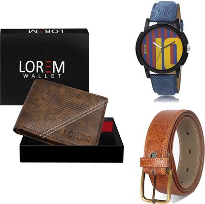 LOREM Belt, Wallet & Watch Combo