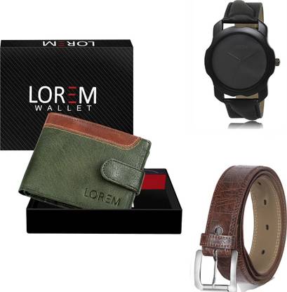 LOREM Belt, Wallet & Watch Combo