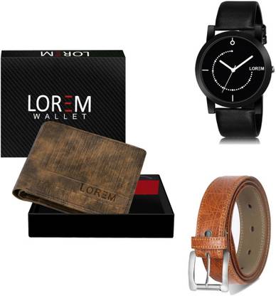 LOREM Belt, Wallet & Watch Combo