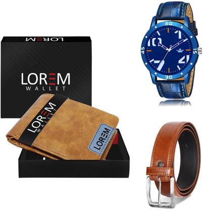 LOREM Belt, Wallet & Watch Combo