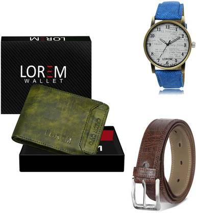 LOREM Belt, Wallet & Watch Combo