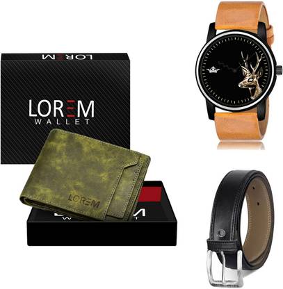 LOREM Belt, Wallet & Watch Combo