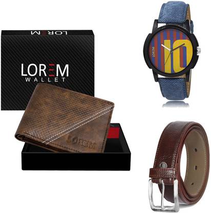 LOREM Belt, Wallet & Watch Combo