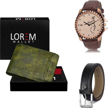 LOREM Belt, Wallet & Watch Combo
