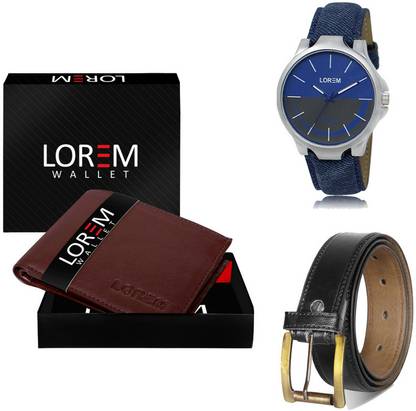 LOREM Belt, Wallet & Watch Combo