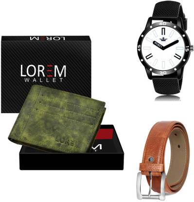 LOREM Belt, Wallet & Watch Combo