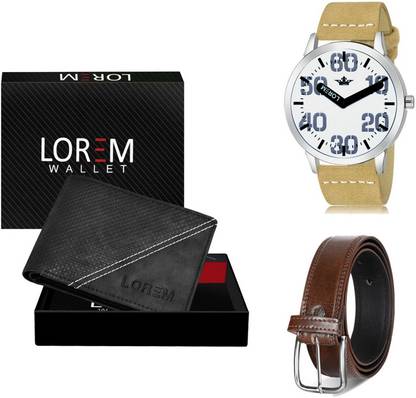 LOREM Belt, Wallet & Watch Combo