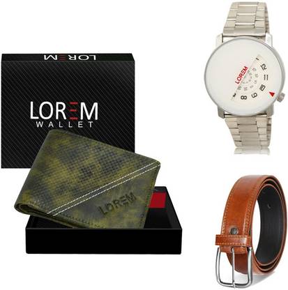 LOREM Belt, Wallet & Watch Combo