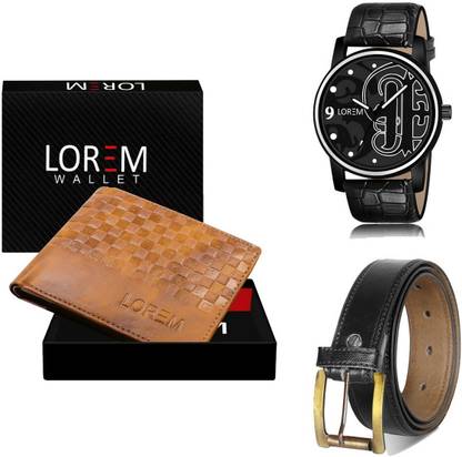 LOREM Belt, Wallet & Watch Combo