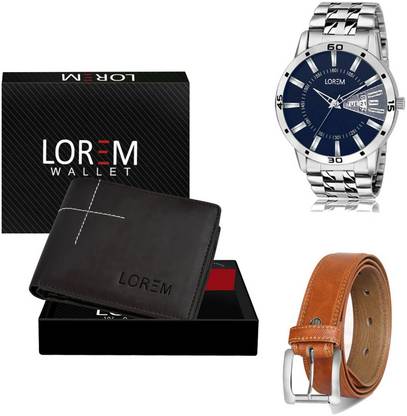 LOREM Belt, Wallet & Watch Combo