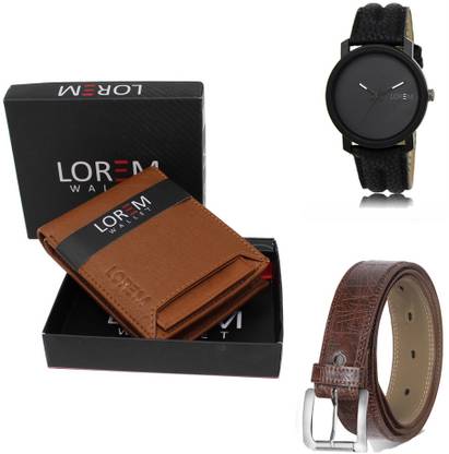 LOREM Belt, Wallet & Watch Combo