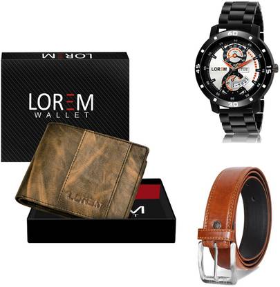 LOREM Belt, Wallet & Watch Combo