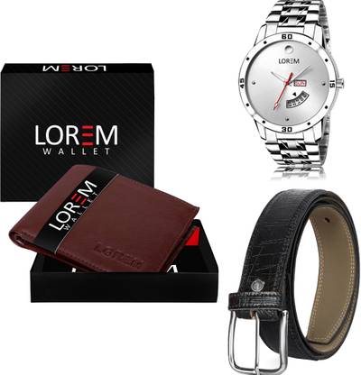 LOREM Belt, Wallet & Watch Combo