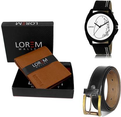LOREM Belt, Wallet & Watch Combo