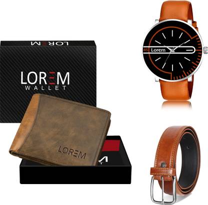 LOREM Belt, Wallet & Watch Combo