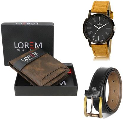 LOREM Belt, Wallet & Watch Combo