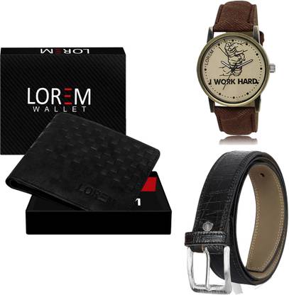 LOREM Belt, Wallet & Watch Combo