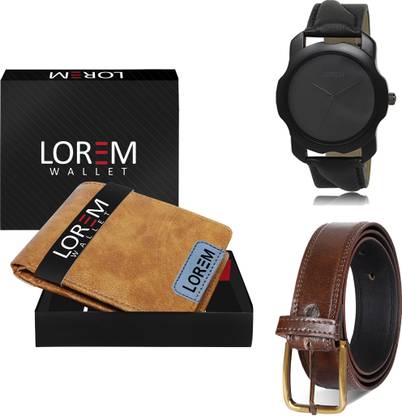 LOREM Belt, Wallet & Watch Combo