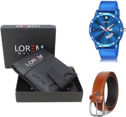 LOREM Belt, Wallet & Watch Combo