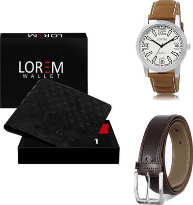 LOREM Belt, Wallet & Watch Combo