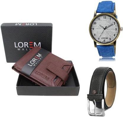 LOREM Belt, Wallet & Watch Combo