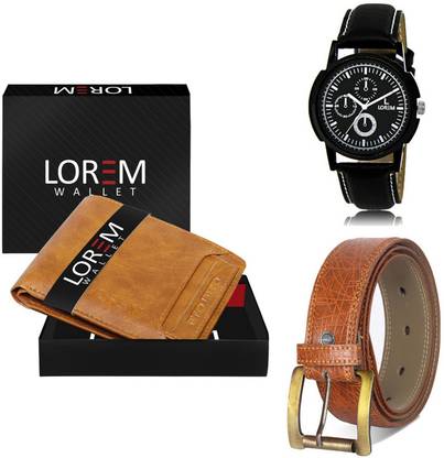 LOREM Belt, Wallet & Watch Combo