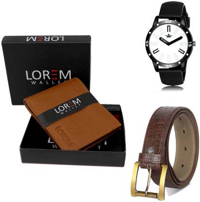 LOREM Belt, Wallet & Watch Combo