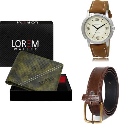 LOREM Belt, Wallet & Watch Combo