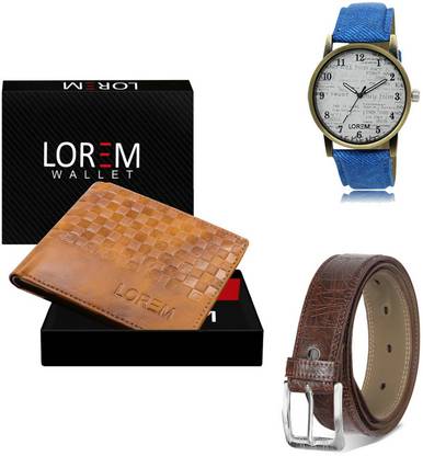 LOREM Belt, Wallet & Watch Combo