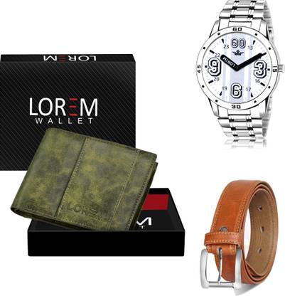 LOREM Belt, Wallet & Watch Combo