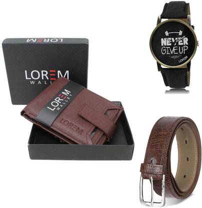 LOREM Belt, Wallet & Watch Combo