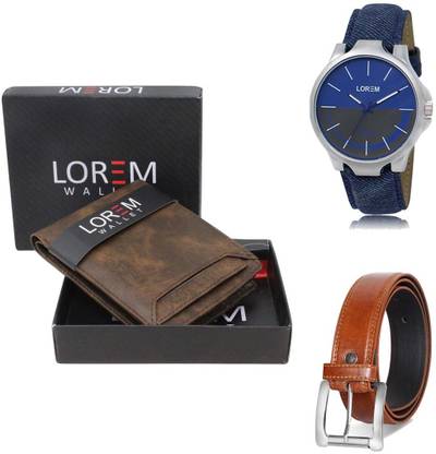 LOREM Belt, Wallet & Watch Combo
