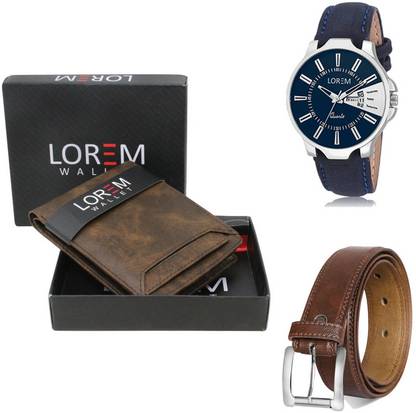 LOREM Belt, Wallet & Watch Combo