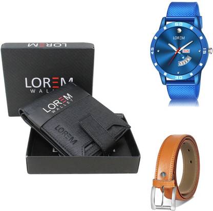 LOREM Belt, Wallet & Watch Combo