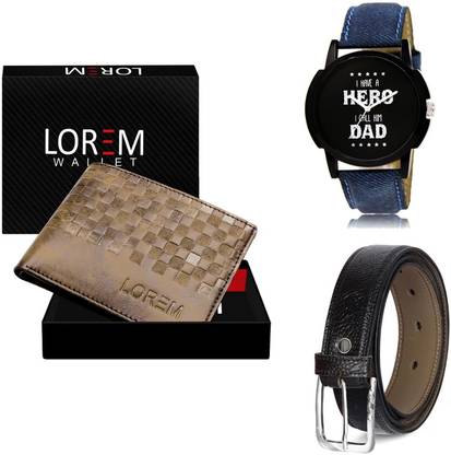 LOREM Belt, Wallet & Watch Combo