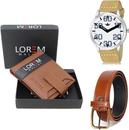 LOREM Belt, Wallet & Watch Combo
